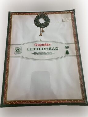 💥New Vintage Geographics Holiday Christmas Wreath Letterhead Pack 50 Sheets